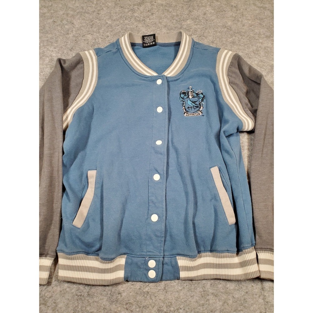 Harry Potter Womens Jacket Blue Gray Ravenclaw Varsity Snaps SIZE XL - Picture 2 of 12